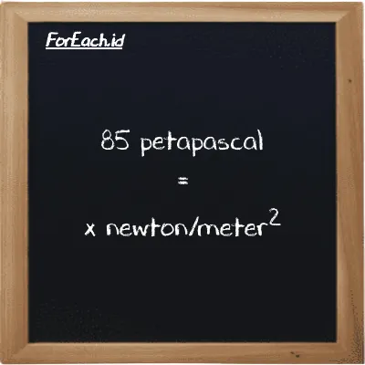 Example petapascal to newton/meter<sup>2</sup> conversion (85 PPa to N/m<sup>2</sup>)